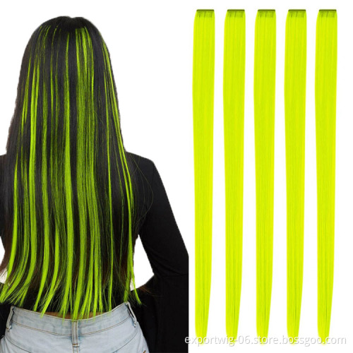 Clip Hair Synthetic Fiber Hair Extensions Hair Streaks Jewelry Clip Ponytails Long And Straight For Girls In Festival Party